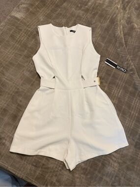 XOXO White Cutout Belted Romper